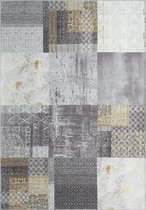 Vloerkeed patchwork vintage look - 80x250 cm - Wasbaar - multicolor - platbinding - katoenen achterkant - Elira tapijt by The Carpet