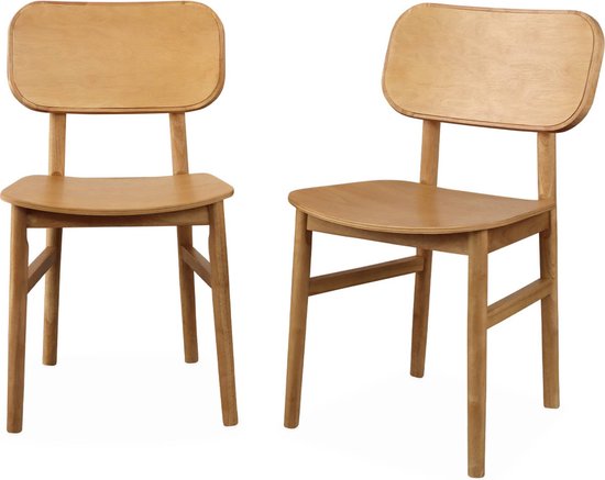 sweeek - Rubberhouten stoelen, olympie, set van 2