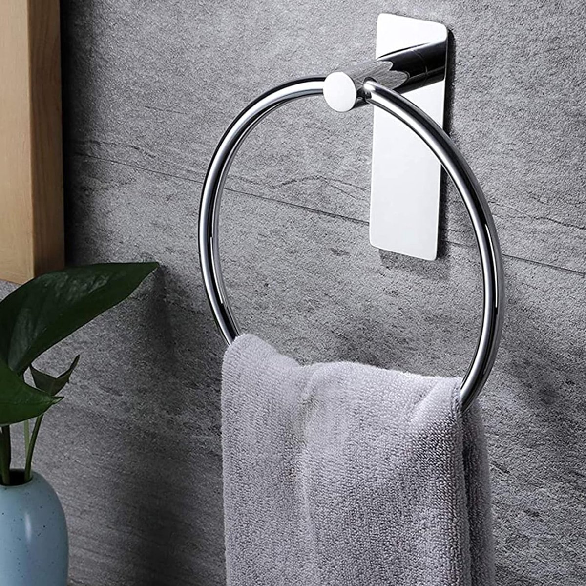 Handdoekring zonder boren Handdoekhouder van roestvrij staal voor badkamer en keuken, gepolijste handdoekhaak.