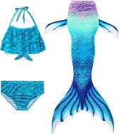 Zeemeerminstaart inclusief monovin en bikini set - Mermaid staart Oceans paars - Maat 128/134