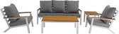 Lesli Living Donnan stoel-bank loungeset 5-delig | aluminium + bamboe | wit | 4 personen