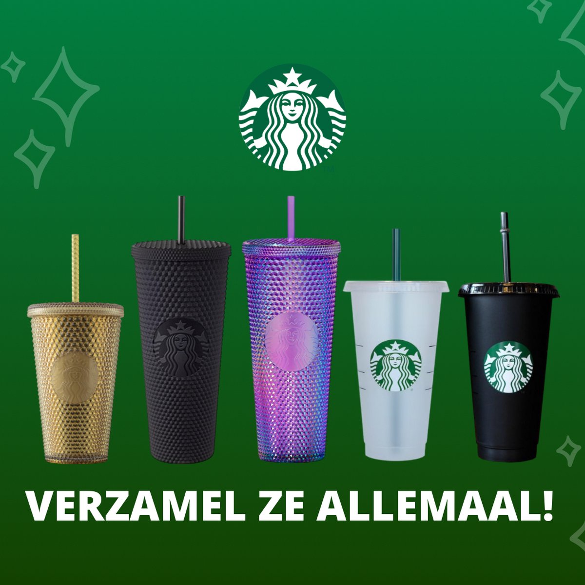 Starbucks Cup - 5x Gobelet - Gobelets de Noël - Avec paille et couvercle -  Gobelet à