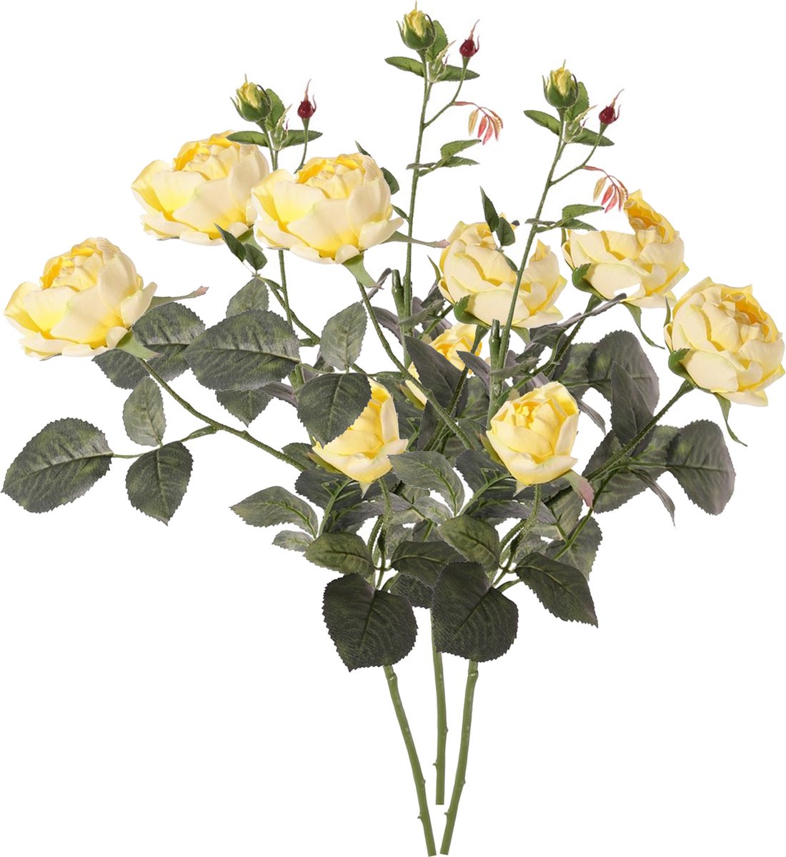 Top Art Kunstbloem roos Ariana - 3x - geel - 73 cm - kunststof steel - decoratie bloemen