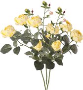 Top Art Kunstbloem roos Ariana - 3x - geel - 73 cm - plastic steel - decoratie bloemen