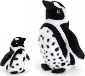 Keel Toys pluche Humboldt pinguin knuffeldieren - wit/zwart - staand - 18 en 40 cm