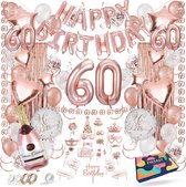 Fissaly Décoration de Fête d'Anniversaire en Or Rose pour 60 Ans - Hélium, Ballons en Latex et Confettis en Papier