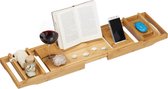 Relaxdays bamboe badplank - badrekje - boekensteun - badkuiprekje - zeephouder - hout