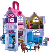 Maison de poupée pliable - Maison pliable pour poupées - Maison de Barbie au look moderne - Comprend des Petits meubles - Maison de poupée avec Meubles de chambre - Maison de poupée portable