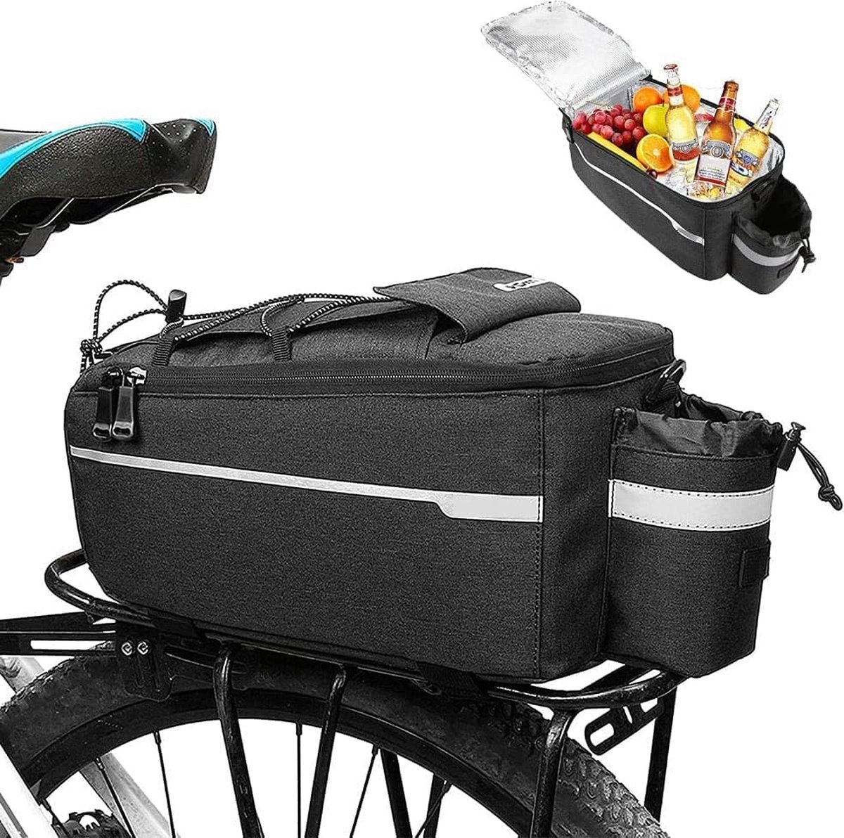 Multifunctionele fietstas, sportfietstas, bagagedragertas, fietstas voor drankjes, voor de meeste fietsen, met grote capaciteit, geschikt