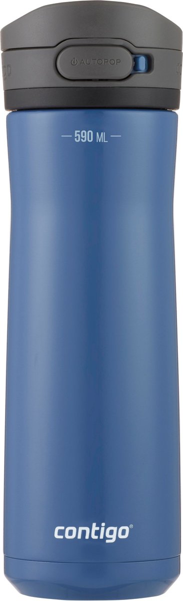 Contigo Jackson Chill drinks bottle, large BPA-free stainless steel water bottle, 100 % leakproof, keeps drinks cool for up to 24 hours; insulated bottle for sports, cycling, jogging, hiking, 590 ml | Blue Corn