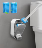 Toiletborstel, wc-reinigingssysteem met 16 reservekoppen, verbeterde wandgemonteerde toiletborstel met houder, wegwerptoiletborstelset voor badreiniging