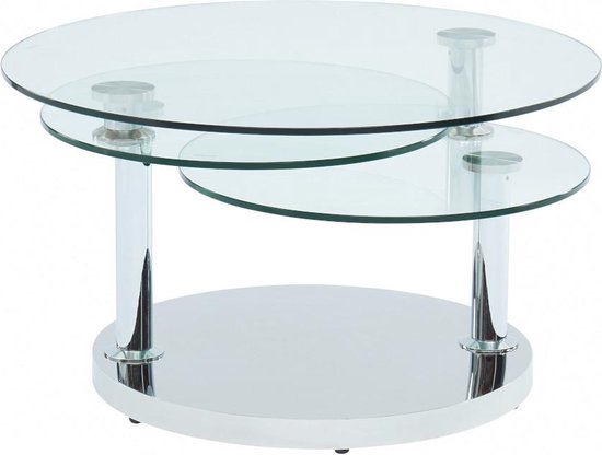 Table basse avec plateau tournant JOLINE - Céramique et verre