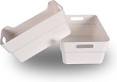Set van 2 Opbergbox van 100% Gerecycled Plastic | Waterdicht en Duurzaam | 23.5cm x 14cm x 34cm - Wit | Ideaal voor Slaapkamer, Woonkamer & Babykamer