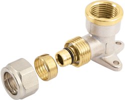 Bonfix Alu-knel messing knelkoppeling muurplaat 20mm x 1/2inch binnendraad FRp
