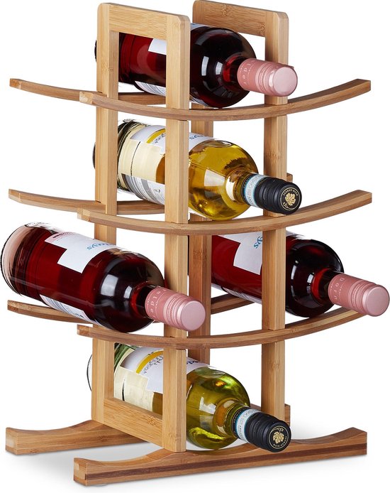 opladen Prijs verkrachting Relaxdays wijnrek klein - wijnfleshouder hout - flessenrek voor 12 flessen  - bamboe | bol.com