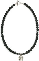 IbizaMen - onyx mat 8mm - Bouddha en argent sterling 925 - taille 50cm