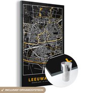 MuchoWow® Peinture sur verre 40x60 cm - Peinture sur verre acrylique - Carte - Leeuwarden - Or - Zwart - Photo sur verre - Peintures - Plan de la ville