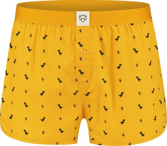 A-dam Yellow Dino - Boxershort - Katoen - Onderbroek - Ondergoed - Heren - Geel - XL
