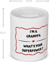 Akyol - i'm a grandpa what's your superpower? Spaarpot - Opa - opa met superkracht - verjaardag - cadeautje voor opa - opa artikelen - kado - geschenk - 350 ML inhoud
