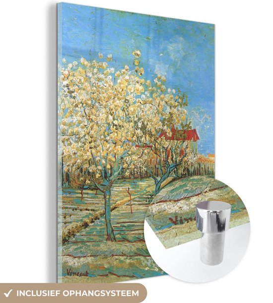 MuchoWow® Peinture sur verre - Verger en fleurs - Vincent van Gogh - 90x120 cm - Peintures sur verre acrylique - Photo sur Glas