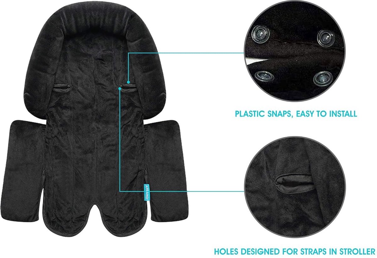Image of 2 in 1 Stoelverkleiner voor alle kinderwagens, baby autostoeltjes en autostoeltjes, universele kinderwagen pasgeboren inlegstoelkussen hoofdsteun.