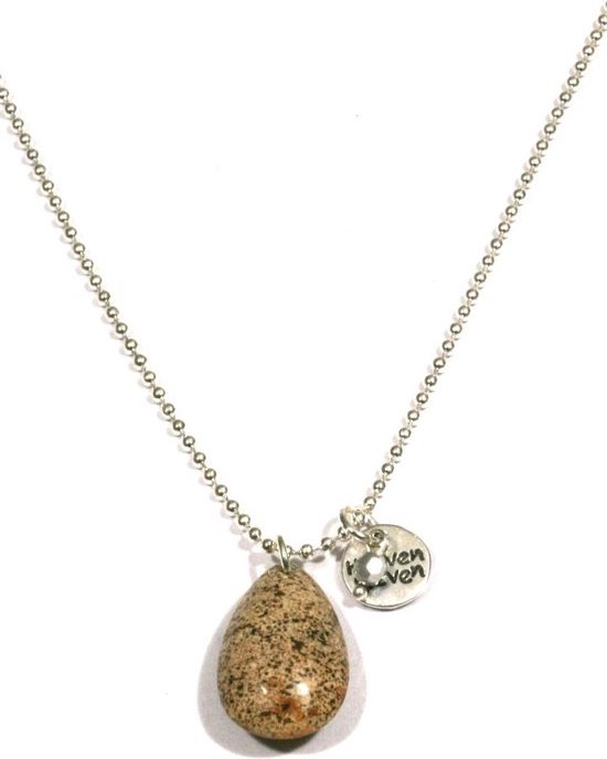 Heaven Eleven ketting rvs ballchain met een drop goudmiijn natuursteen