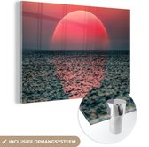 MuchoWow® Glasschilderij 120x80 cm - Schilderij acrylglas - Zonsondergang in de zee - Foto op glas - Schilderijen