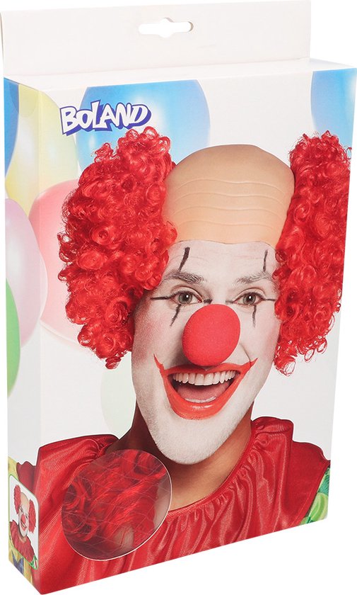 Boland - Pruik Clown Baldy Rood - Krullen - Kort - Vrouwen - Clown - Clown - Circus - Boland