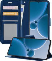 Hoesje Geschikt voor OnePlus Nord 3 Hoesje Book Case Hoes Portemonnee Cover Walletcase - Hoes Geschikt voor OnePlus Nord 3 Hoes Bookcase Hoesje - Donkerblauw