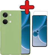 Hoesje Geschikt voor OnePlus Nord 3 Hoesje Siliconen Case Hoes Met Screenprotector - Hoes Geschikt voor OnePlus Nord 3 Hoes Cover Case - Groen