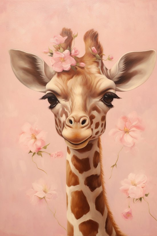 Kinderposter | Giraffen Poster | Kinderkamer | Babydieren | Afrika Poster | Dierenposter | Natuurposter | 61x91cm | Wanddecoratie | Muurposter | CW | Geschikt om in te lijsten
