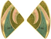 Behave Boucle d'oreille clip femme triangle vert bleu rose émail