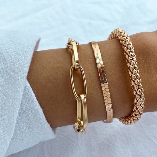 de Jong armband - armband Dames - armband dames goudkleurig set - 3 in 1 - stijlvolle elegantie voor elke gelegenheid - cadeau voor vrouw - De jong