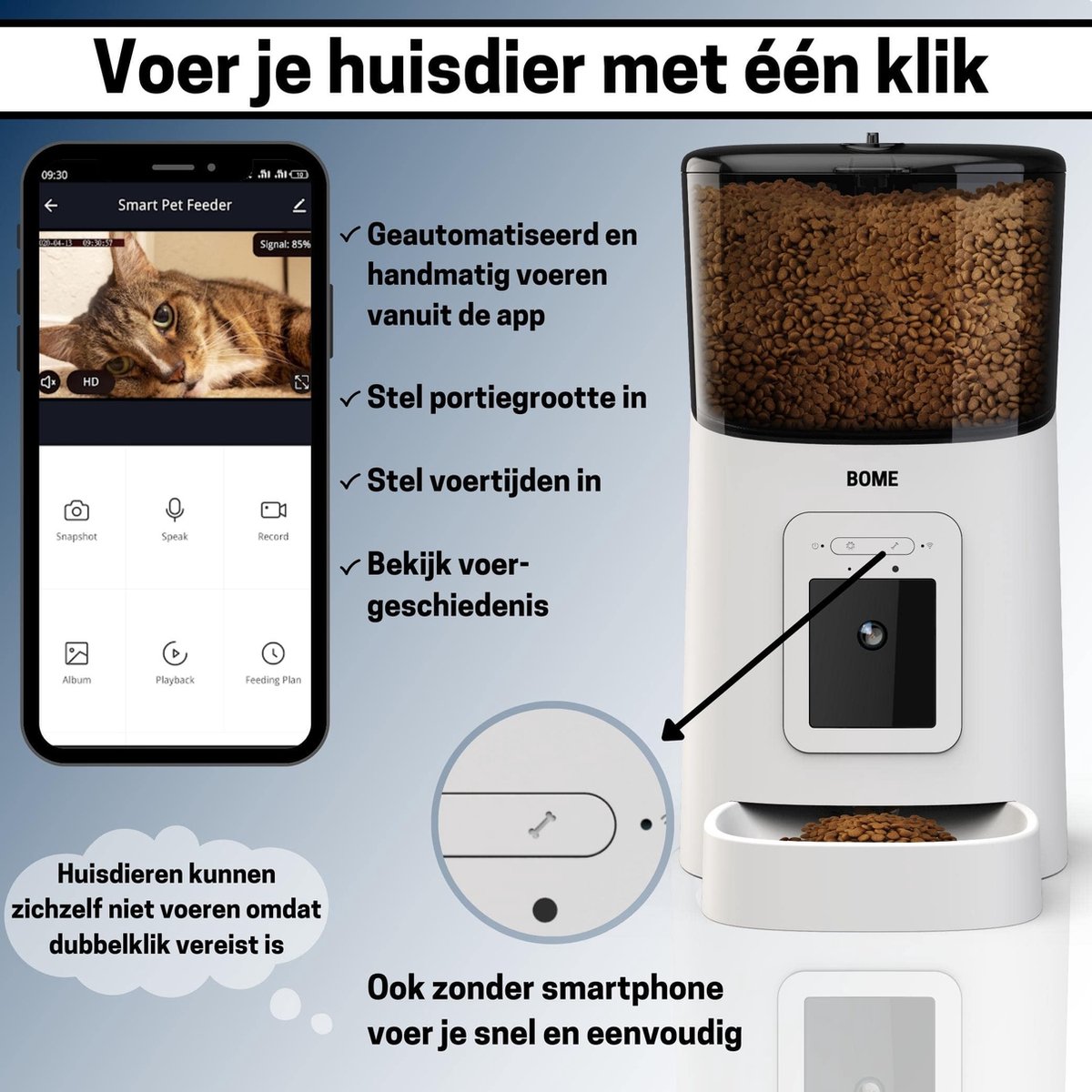Afbeelding 2 van BOME Voerautomaat - Camera en Audio - Inclusief SD-Kaart - Wit