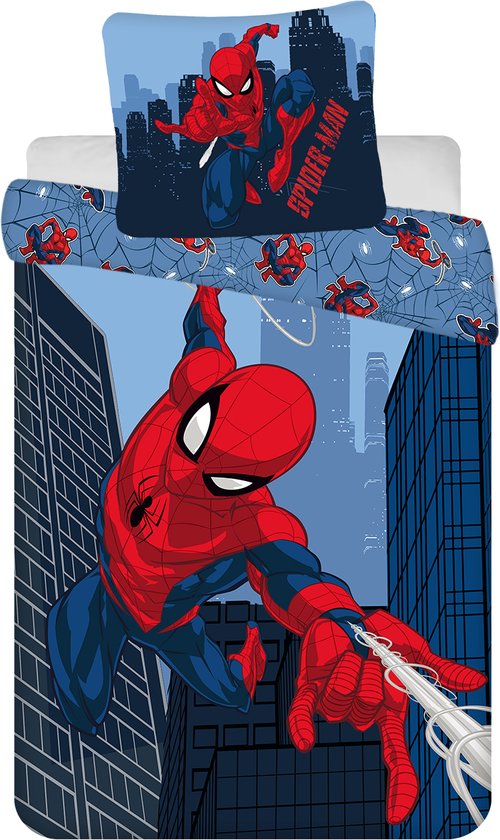 Housse de couette Spiderman 160 x 200 cm + 60 x 80 cm - Housse de couette enfant Spider-Man - 100% Katoen