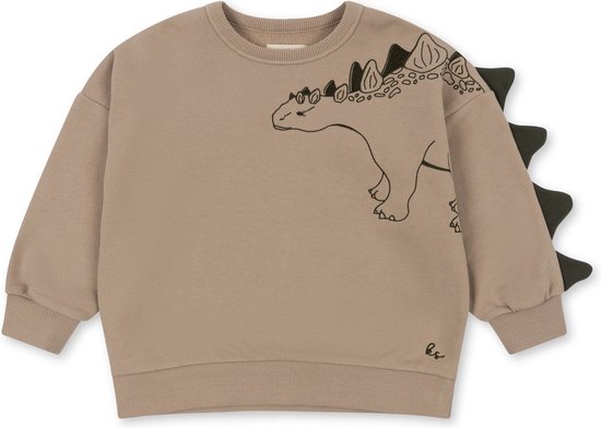 Konges Sløjd Lou Sweatshirt/Trui Animal Spike Dino - Oxford Tan - Maat 7-8 jaar