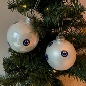 Smiley kerstballen - 2 stuks - 8cm - The Blue Christmas Smiles