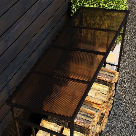 Brandhoutplank brandhoutplank brandhoutplank met dak, brandhoutlager, stapelen voor brandhout voor tuinbalkon metaal zwart 185 x 67 x 185 cm - ZAZA Home