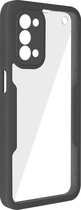 Integraal Hoesje Geschikt voor Oppo A74 5G/A54 5G Achterkant plexiglas, zwart