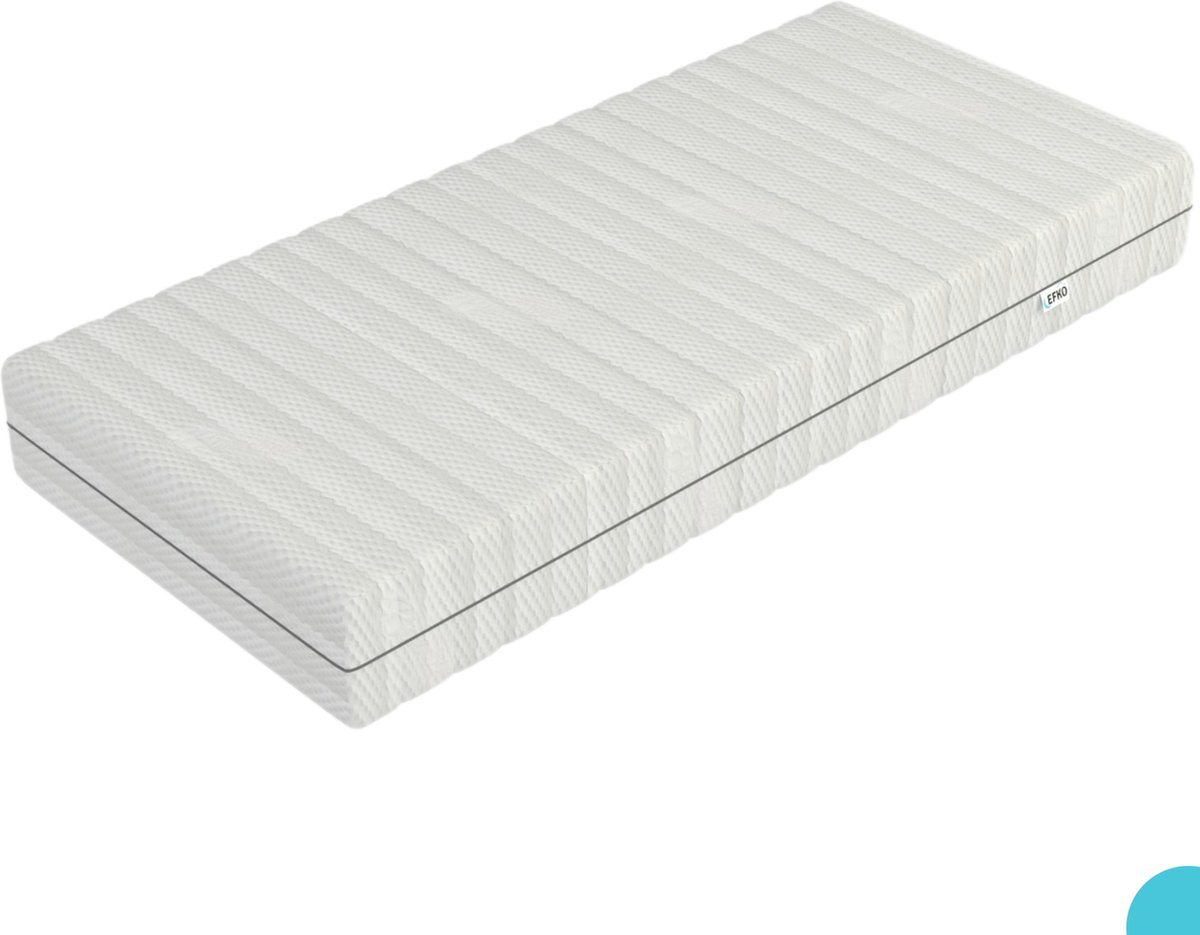 EFKO - Koudschuim Matras 90x200 cm - Pocketvering - 1 persoons - Bamboe Matrashoes met Rits - wit - Ultieme Nachtrust en Rugondersteuning