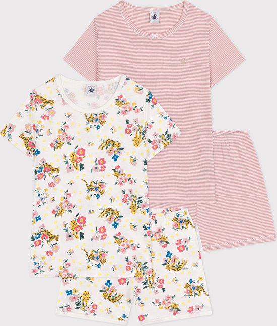 Petit Bateau Set met 2 katoenen korte pyjama's voor kinderen Meisjes Pyjamaset - Meerkleurig - Maat 116