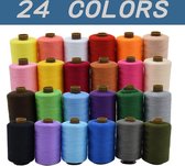 24 kleuren polyester draad naaigaren voor hand naaien, quilten en naaimachine, set van 1000 werven per spoel