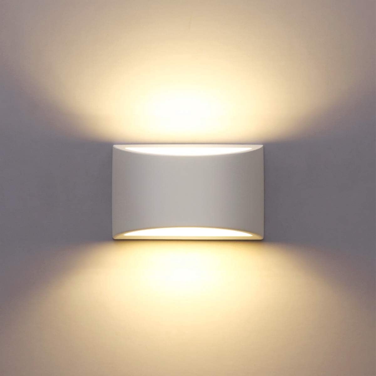 Led-wandlamp voor binnen, 7 W, wit, gipslamp, modern design, wandlamp, led licht omhoog en omlaag, warmwit, voor badkamer, woonkamer, slaapkamer, hal (G9 ledlamp inbegrepen)