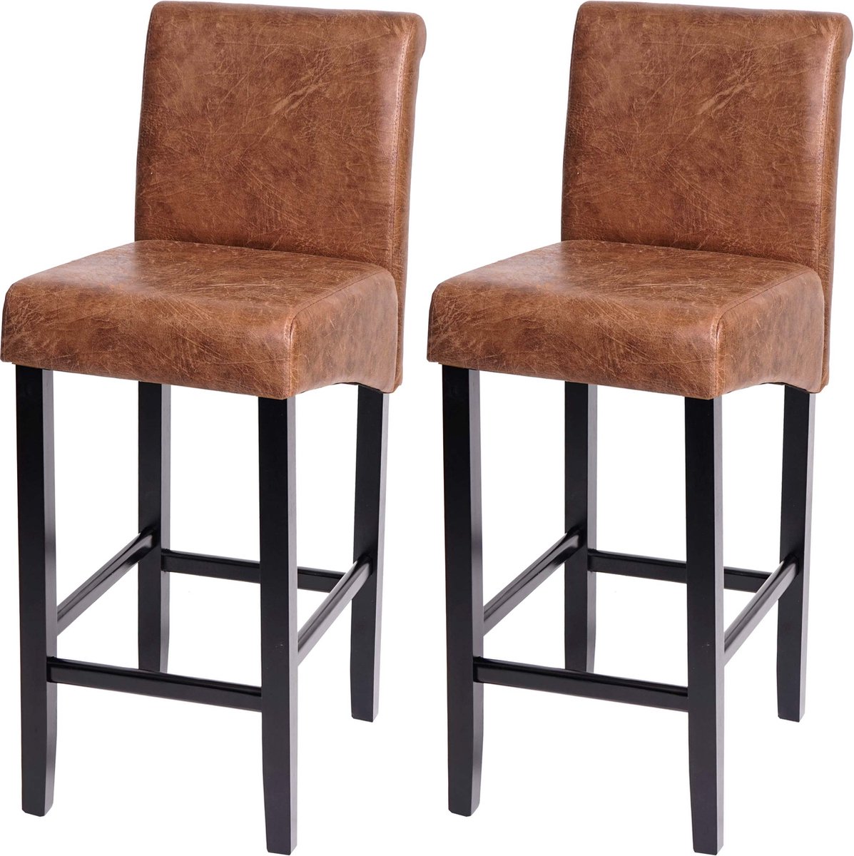 Cosmo Casa Set van 2 barkrukken - Barkruk - Hout - Imitatie suède - Donkere poten - Stof - Textiel bruin