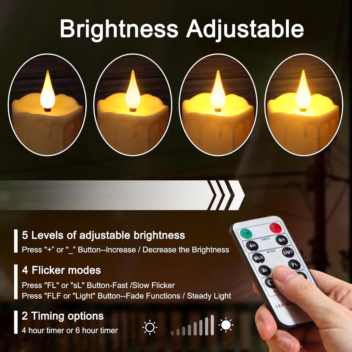 10 pouces LED bougie conique sans flamme chandelier scintillant à piles bougies