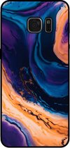 Smartphonica Telefoonhoesje voor Samsung Galaxy S7 Edge marmer look - backcover marmer hoesje - Blauw / TPU / Back Cover geschikt voor Samsung Galaxy S7 Edge