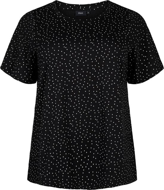 ZIZZI MCASEY S/S STRAIGHT TEE Dames T-shirt - Black - Maat M (46-48)