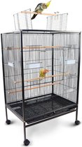 Cage à oiseaux Mobiclinic Ninfa - 8 portes - Gamelles à nourriture et à eau - Roues - Plateau amovible