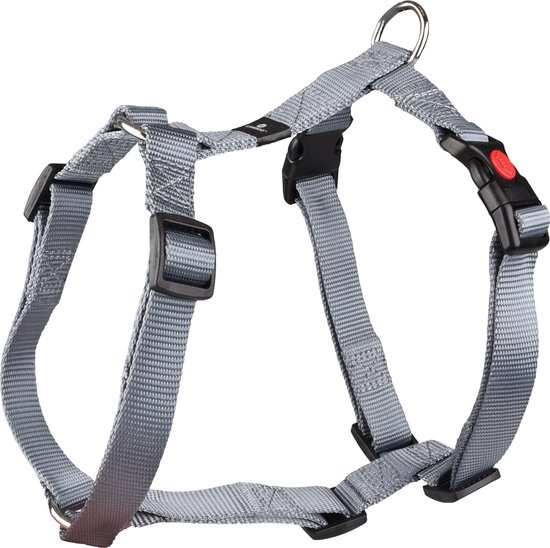 Flamingo Ziggi H-harnas - Harnas Honden - H-harnas Ziggi Grijs M 45-65cm 20mm - 1st - 127467 - 1st