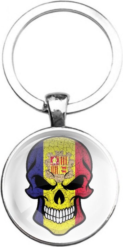 Sleutelhanger Glas - Schedel Vlag Andorra